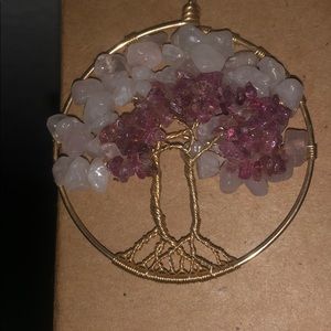 Rose Quartz and Moonstone Tree of Life Necklace